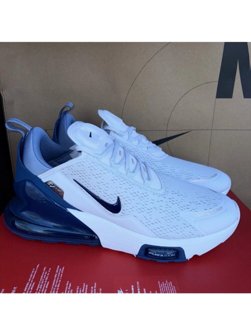 NEW Nike Air Max 270 Premium Football Grey Court Blue IO9883-007 Men Size 14